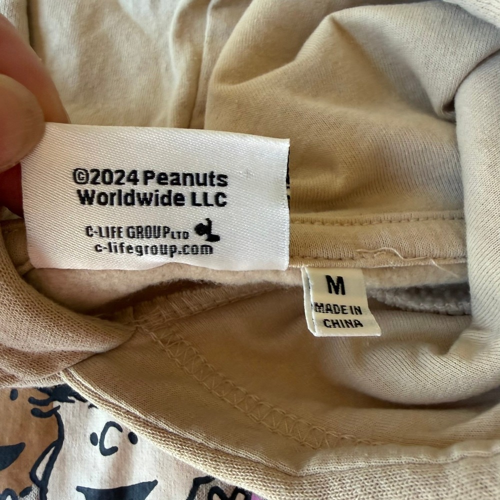 Aeropostale Peanuts Hoodie Graphic Sweatshirt Modern Womens Size Medium Tan - Picture 6 of 6